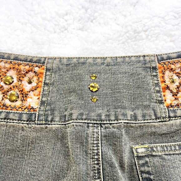 Express Beaded Denim Skirt Size 5/6 - Picture 4 of 6
